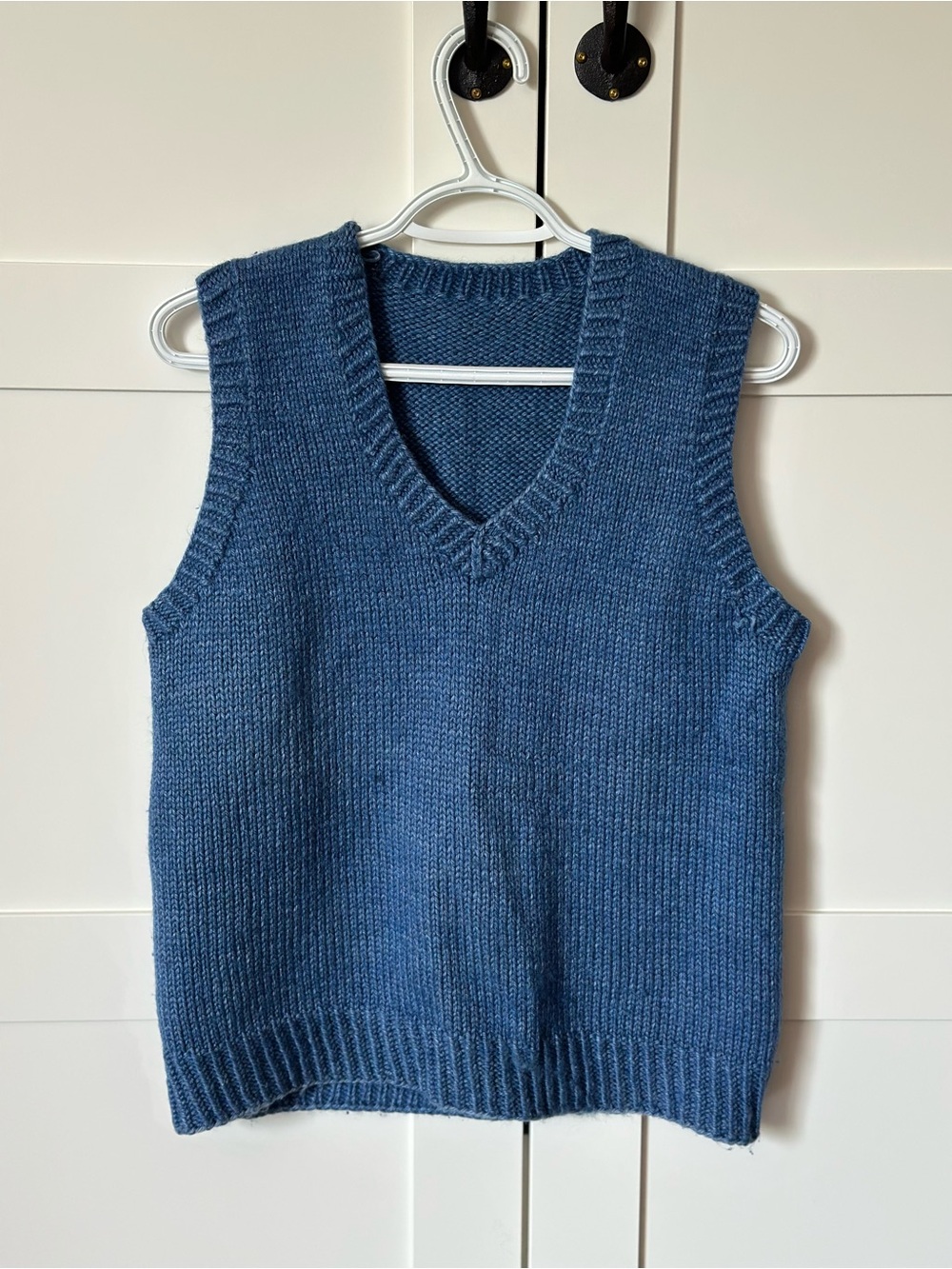 Handmade Blue V-Neck Knit Sweater Vest